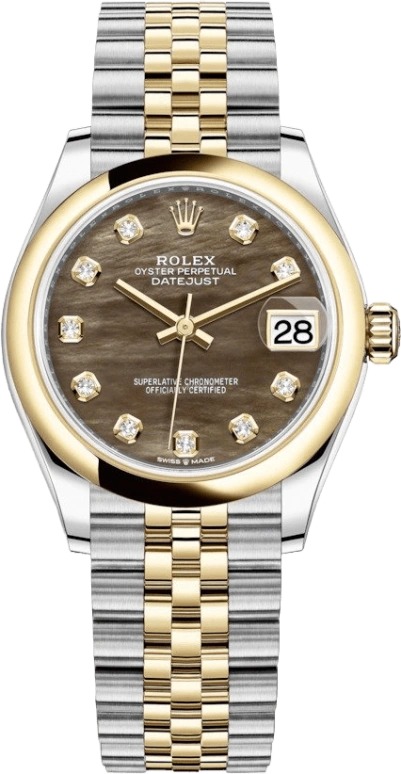 Rolex,Datejust 31 31mm,31mm,Yellow Gold,Stainless Steel,Black,Automatic,Day,55hours,278243,278243-0024