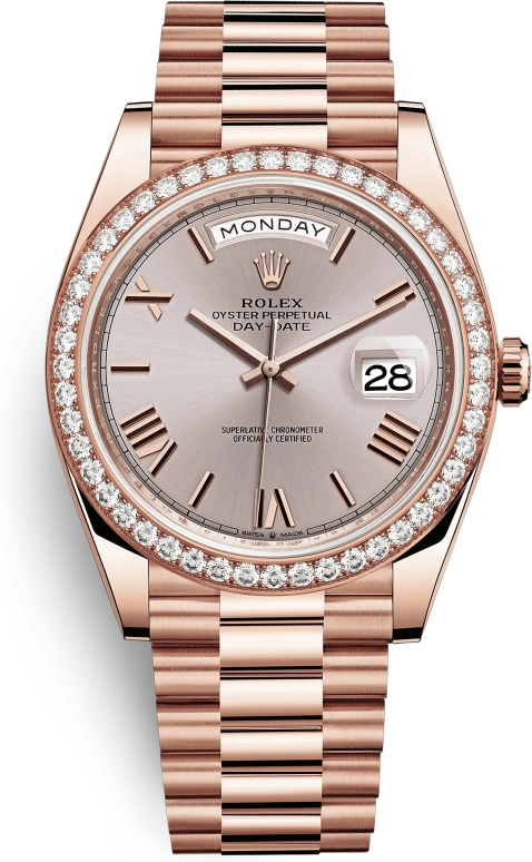 Rolex,Day-Date 40 40mm,40mm,Rose Gold,Grey,Automatic,Date,Day,228345RBR,228345RBR-0008