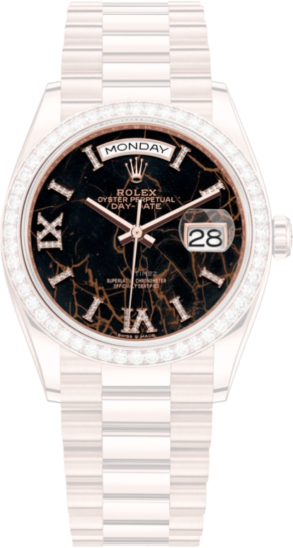 Rolex,Day-Date 36 36mm,36mm,Everose Gold,Black,Automatic,Date,Day,128345RBR,128345RBR-0044