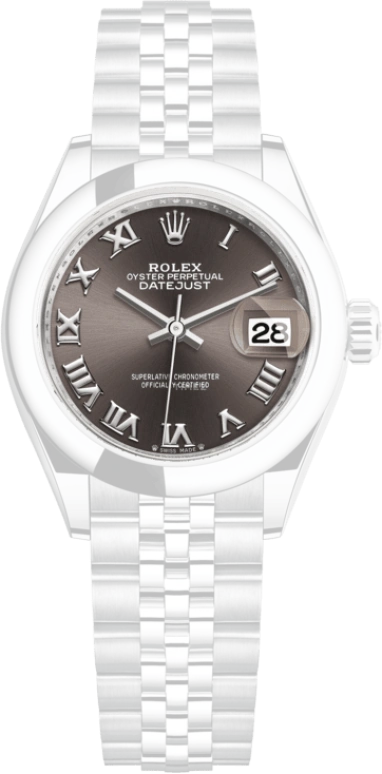 Rolex,Lady-Datejust 28mm,28mm,Stainless Steel,Grey,Automatic,Day,55hours,279160,279160-0011