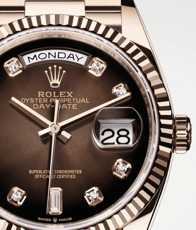 Rolex,Day-Date 36 36mm,36mm,Rose Gold,Brown,Automatic,Date,Day,128235,128235-0037