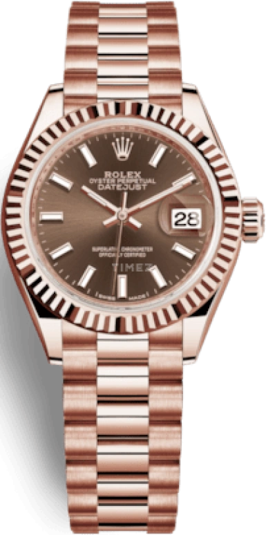 Rolex,Lady-Datejust 28mm,28mm,Everose Gold,Brown,Automatic,Day,55hours,279175,279175-0007