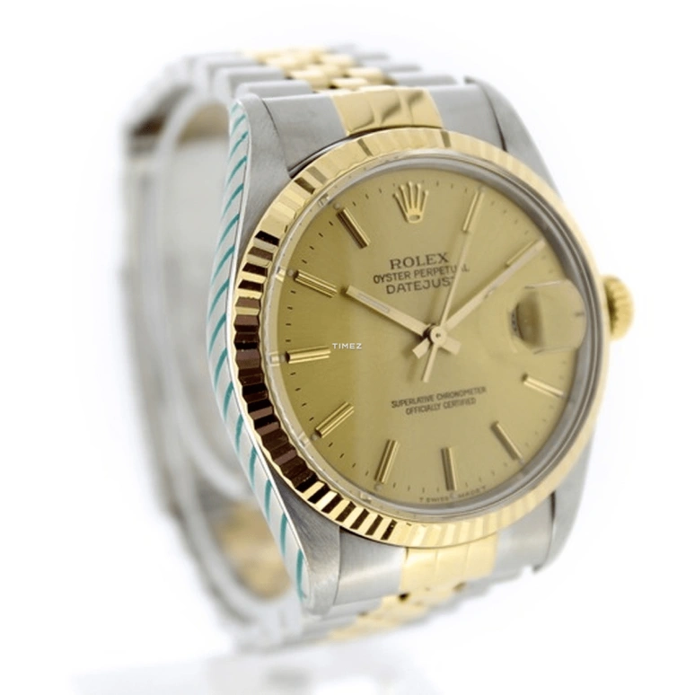 Rolex,Datejust 36 36mm,36mm,Yellow Gold,Stainless Steel,Champagne,Automatic,Day,50hours,16013 Jubilee