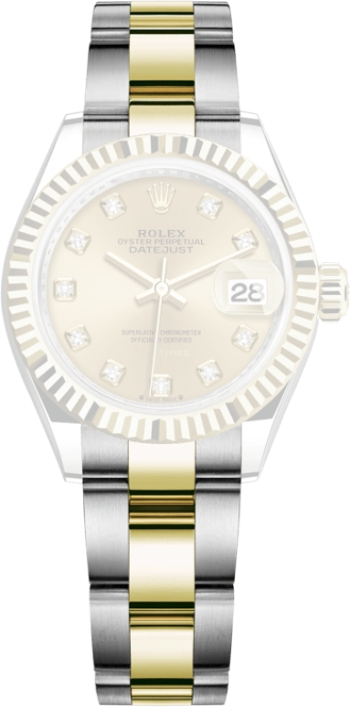Rolex,Lady-Datejust 28mm,28mm,Yellow Gold,Stainless Steel,Champagne,Automatic,Day,55hours,279173,279173-0012