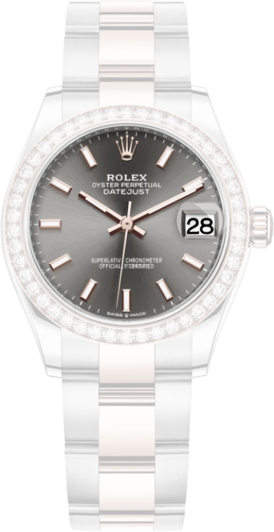 Rolex,Datejust 31 31mm,31mm,Stainless Steel,Everose Gold,Grey,Automatic,Day,55hours,278381RBR,278381RBR-0017