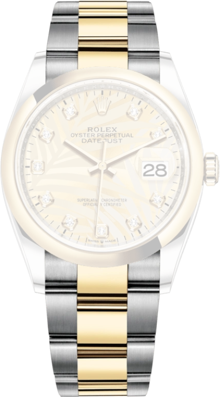 Rolex,Datejust 36 36mm,36mm,Yellow Gold,Stainless Steel,Champagne,Automatic,Day,70hours,126203,126203-0044