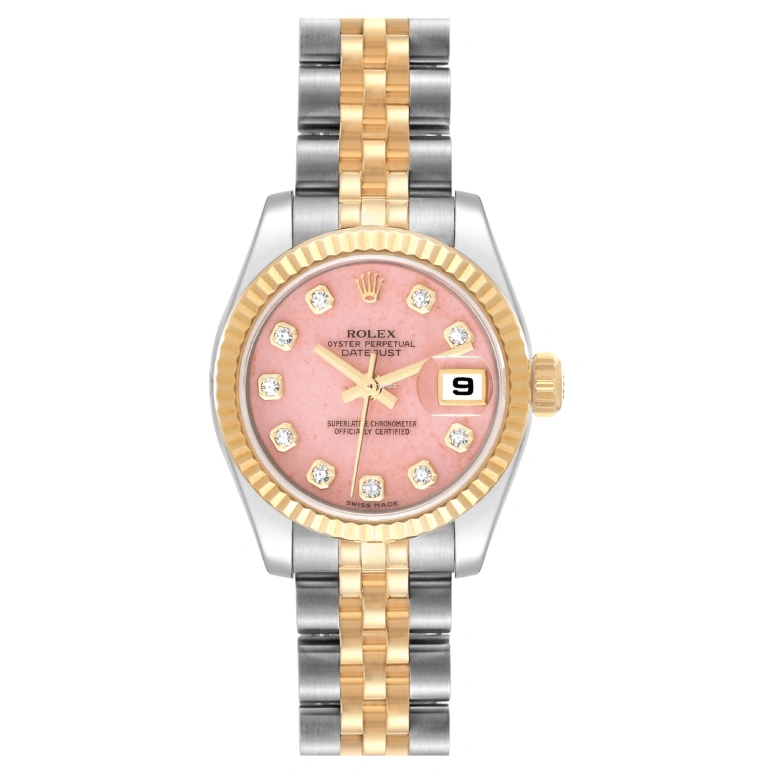 Rolex,Lady-Datejust 26mm,26mm,Yellow Gold,Stainless Steel,Pink,Automatic,Day,48hours,179173,179173-63133PINK