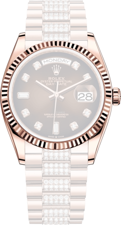 Rolex,Day-Date 36 36mm,36mm,Rose Gold,Brown,Automatic,Date,Day,128235,128235-0038