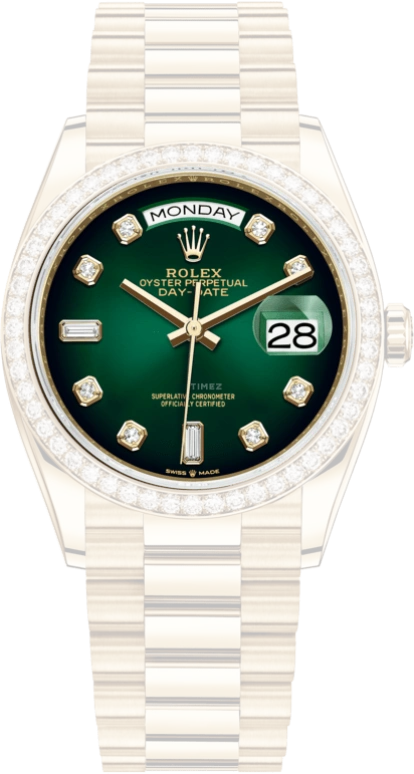 Rolex,Day-Date 36 36mm,36mm,Yellow Gold,Green,Automatic,Date,Day,128348RBR,128348RBR-0035