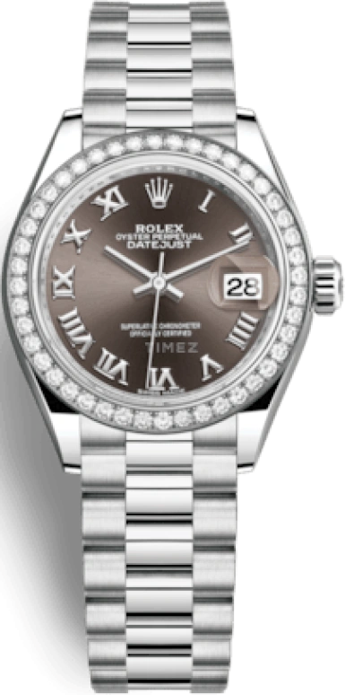 Rolex,Lady-Datejust 28mm,28mm,Platinum,Grey,Automatic,Day,55hours,279136RBR,279136RBR-0010