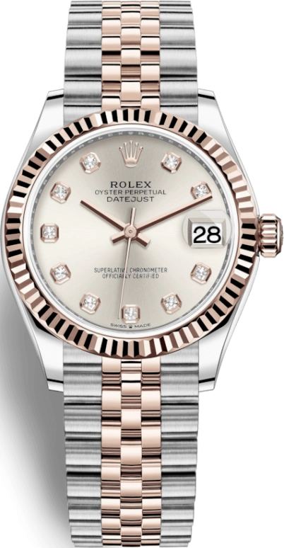 Rolex,Datejust 31 31mm,31mm,Rose Gold,Stainless Steel,Silver,Automatic,Day,55hours,278271,278271-0016