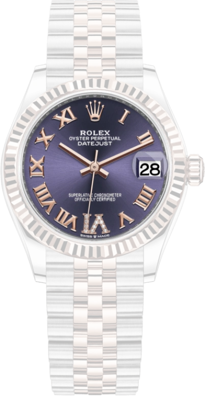 Rolex,Datejust 31 31mm,31mm,Rose Gold,Stainless Steel,Purple,Automatic,Day,55hours,278271,278271-0020