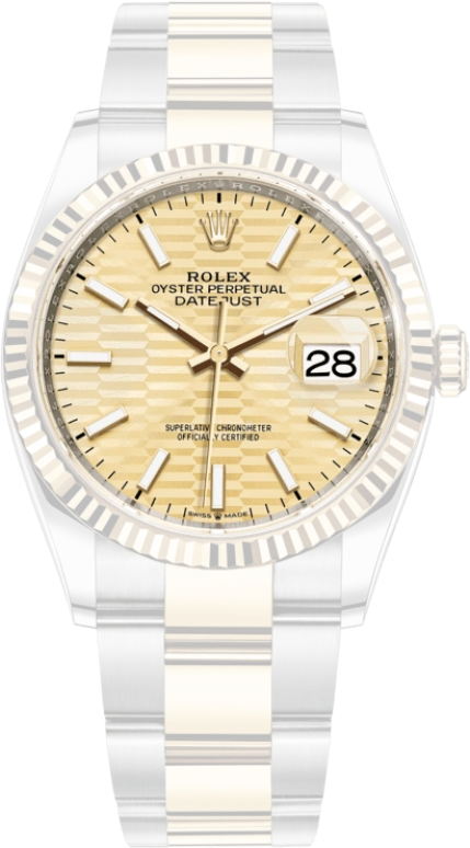 Rolex,Datejust 36 36mm,36mm,Yellow Gold,Stainless Steel,Champagne,Automatic,Day,70hours,126233,126233-0040
