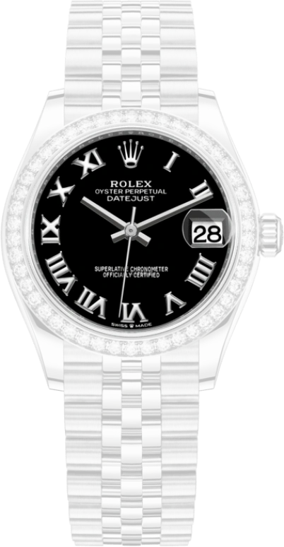 Rolex,Datejust 31 31mm,31mm,White Gold,Stainless Steel,Black,Automatic,Day,55hours,278384RBR,278384RBR-0002