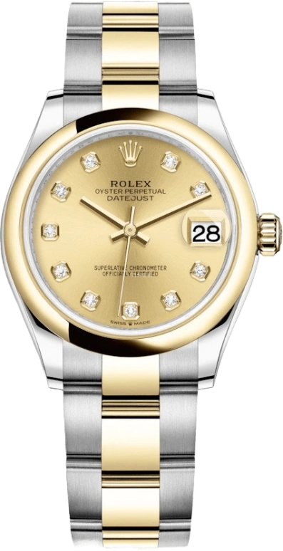Rolex,Datejust 31 31mm,31mm,Yellow Gold,Stainless Steel,Champagne,Automatic,Day,55hours,278243,278243-0025