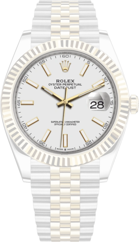 Rolex,Datejust 41 41mm,41mm,Yellow Gold,Stainless Steel,White,Automatic,Day,70hours,126333,126333-0016