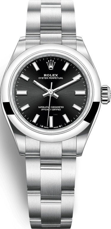 Rolex,Oyster Perpetual 28mm,28mm,Stainless Steel,Black,Automatic,55hours,In-house Caliber,276200,276200-0002