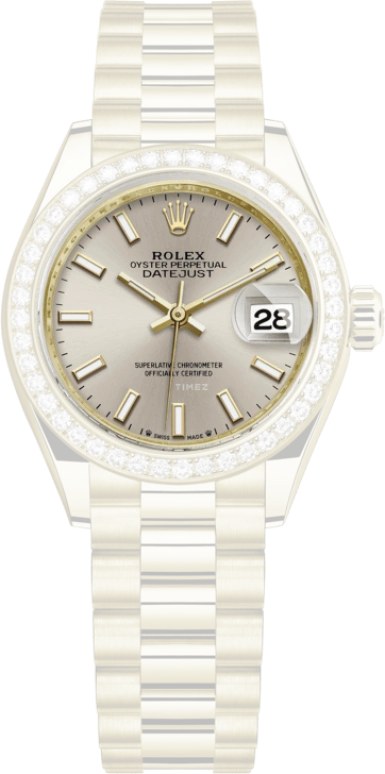 Rolex,Lady-Datejust 28mm,28mm,Yellow Gold,Silver,Automatic,Day,55hours,279138RBR,279138RBR-0005