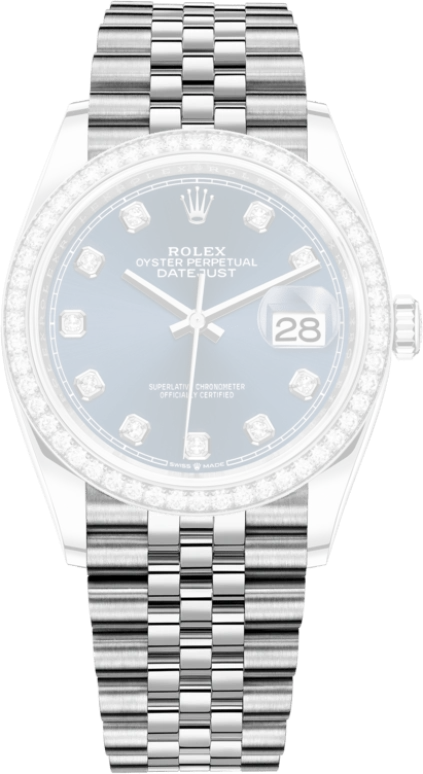Rolex,Datejust 36 36mm,36mm,White Gold,Stainless Steel,Blue,Automatic,Day,70hours,126284RBR,126284RBR-0029