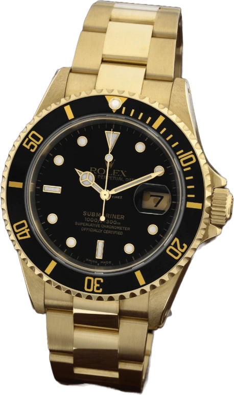 Rolex,Submariner 40mm,40mm,Yellow Gold,Aluminum Oxide,Black,Automatic,Day,48hours,16618 BLACK SUPERLUMINOVA