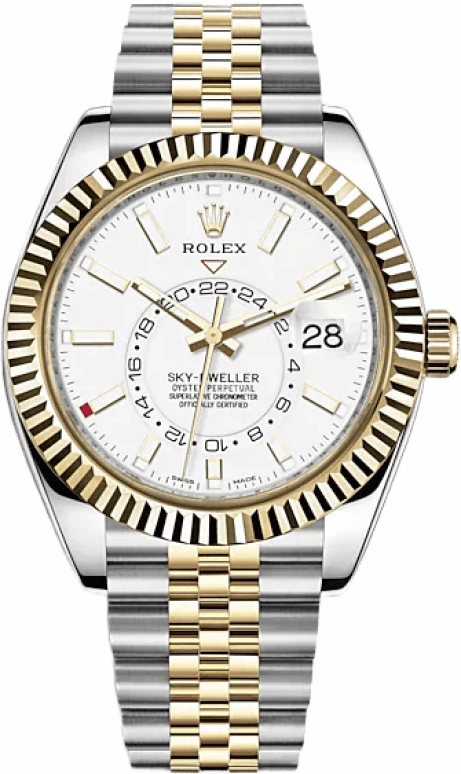 Rolex,Sky-Dweller 42mm,42mm,Yellow Gold,Stainless Steel,White,Automatic,Annual Calendar,Month,Date,326933,326933-0010