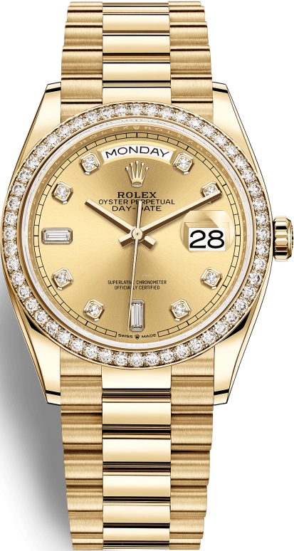 Rolex,Day-Date 36 36mm,36mm,Yellow Gold,Champagne,Automatic,Date,Day,128348RBR,128348RBR-0008