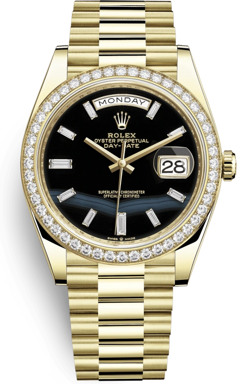 Rolex,Day-Date 40 40mm,40mm,Yellow Gold,Black,Automatic,Date,Day,228348RBR,228348RBR-0039