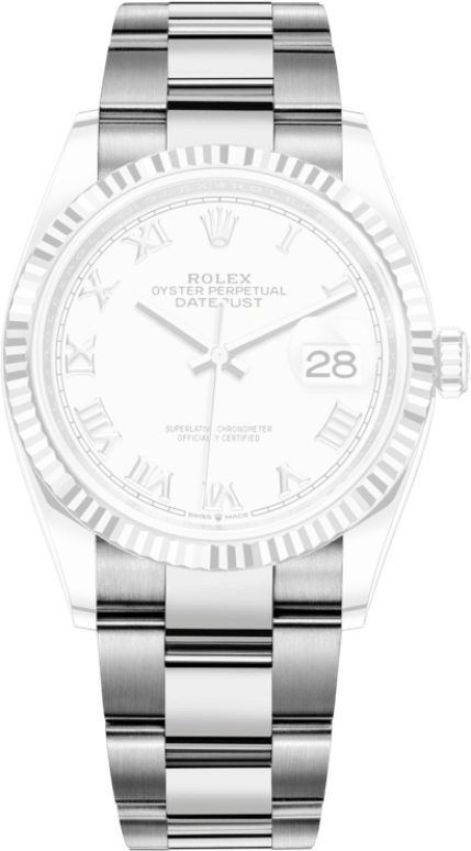 Rolex,Datejust 36 36mm,36mm,White Gold,Stainless Steel,White,Automatic,Day,70hours,126234,126234-0026