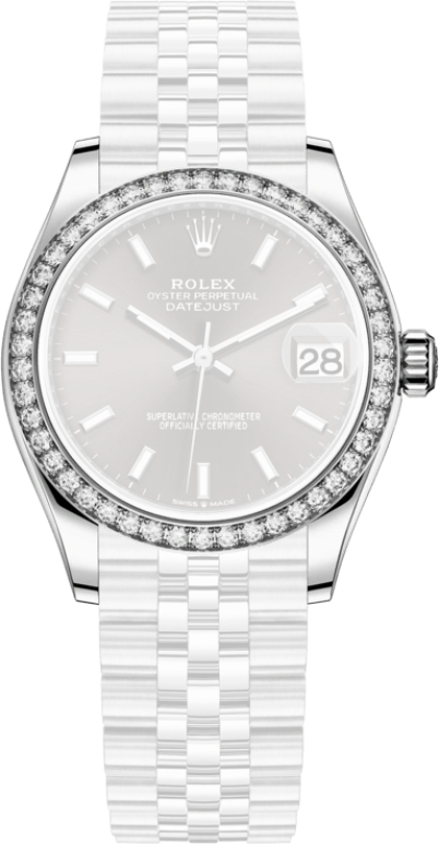 Rolex,Datejust 31 31mm,31mm,White Gold,Stainless Steel,Grey,Automatic,Day,55hours,278384RBR,278384RBR-0020