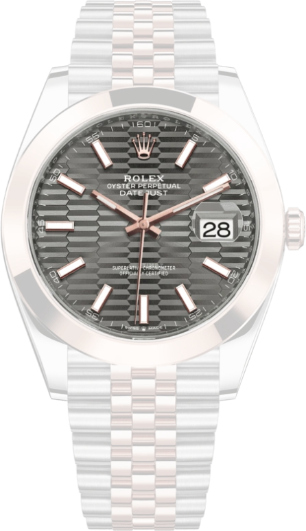 Rolex,Datejust 41 41mm,41mm,Rose Gold,Stainless Steel,Grey,Automatic,Day,70hours,126301,126301-0020