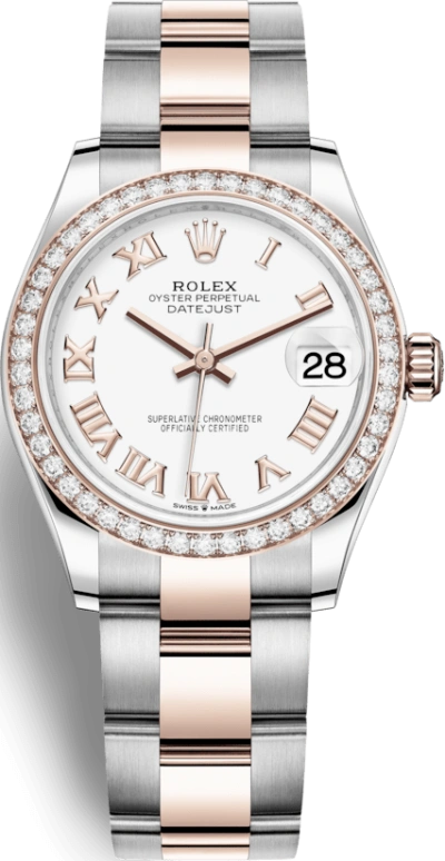 Rolex,Datejust 31 31mm,31mm,Rose Gold,Stainless Steel,White,Automatic,Day,55hours,278381RBR,278381RBR-0003