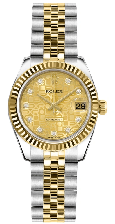 Rolex,Lady-Datejust 26mm,26mm,Yellow Gold,Stainless Steel,Gold,Automatic,Day,48hours,179173,179173-0090