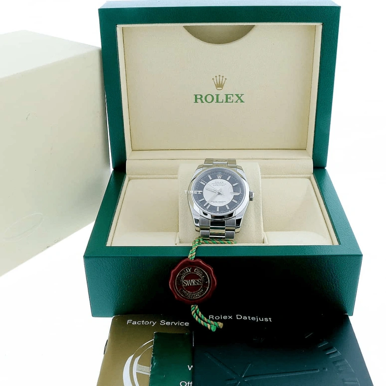 Rolex,Datejust 36 36mm,36mm,Stainless Steel,Black,Silver,Automatic,Day,48hours,116200 Black Tuxedo Oyster