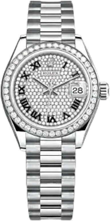 Rolex,Lady-Datejust 28mm,28mm,White Gold,Silver,Automatic,Day,55hours,279139RBR,279139RBR-0014