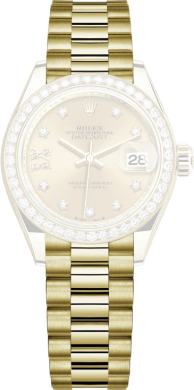 Rolex,Lady-Datejust 28mm,28mm,Yellow Gold,Champagne,Automatic,Day,55hours,279138RBR,279138RBR-0006