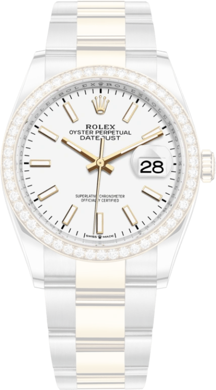 Rolex,Datejust 36 36mm,36mm,Yellow Gold,Oystersteel,White,Automatic,Day,70hours,126283RBR,126283RBR-0006