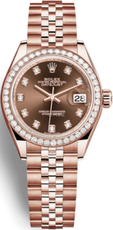 Rolex,Lady-Datejust 28mm,28mm,Everose Gold,Brown,Automatic,Day,55hours,279135RBR,279135RBR-0018