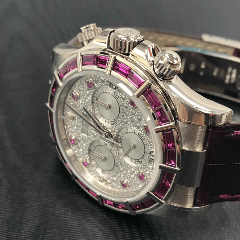 Rolex,Daytona 40mm,40mm,White Gold,Silver,Automatic,Chronograph,72hours,116589SALV Ruby Diamond