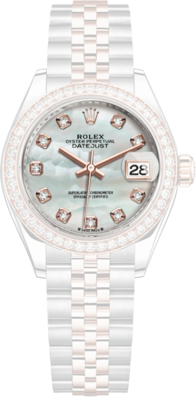 Rolex,Lady-Datejust 28mm,28mm,Rose Gold,Stainless Steel,White,Automatic,Day,55hours,279381RBR,279381RBR-0013