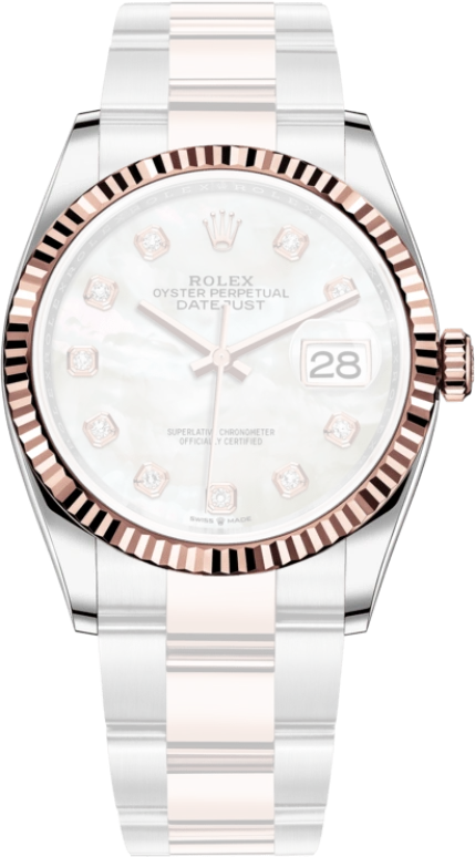 Rolex,Datejust 36 36mm,36mm,Oystersteel,Everose Gold,White,Automatic,Day,70hours,126231,126231-0022