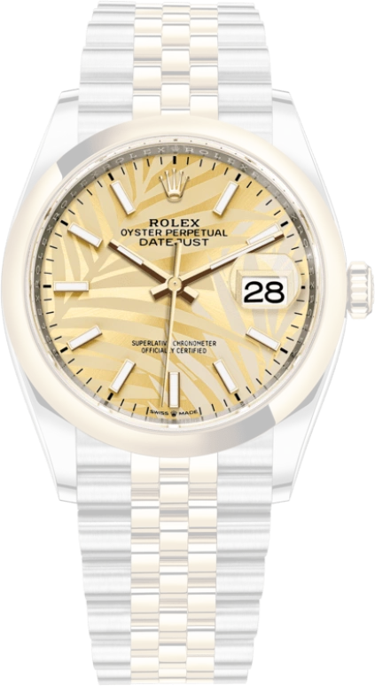 Rolex,Datejust 36 36mm,36mm,Yellow Gold,Stainless Steel,Champagne,Automatic,Day,70hours,126203,126203-0037