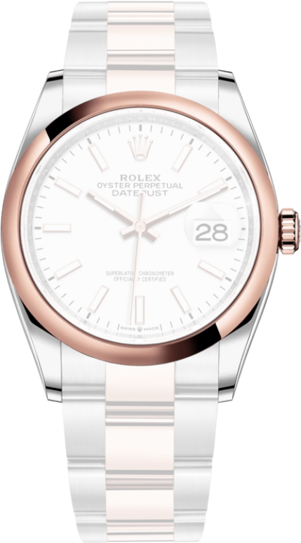 Rolex,Datejust 36 36mm,36mm,Oystersteel,Everose Gold,White,Automatic,Day,70hours,126201,126201-0018