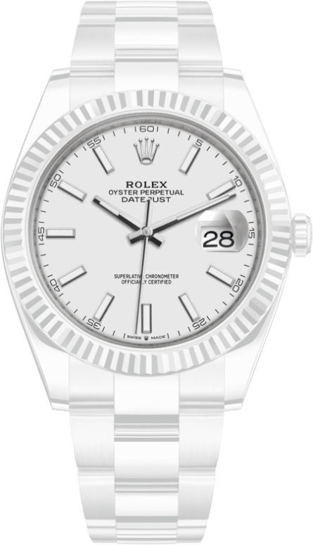 Rolex,Datejust 41 41mm,41mm,White Gold,Stainless Steel,White,Automatic,Day,70hours,126334,126334-0009