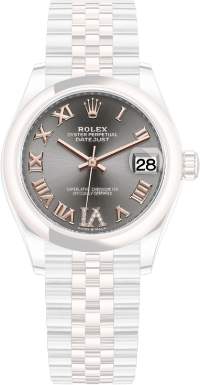 Rolex,Datejust 31 31mm,31mm,Rose Gold,Stainless Steel,Grey,Automatic,Day,55hours,278241,278241-0030