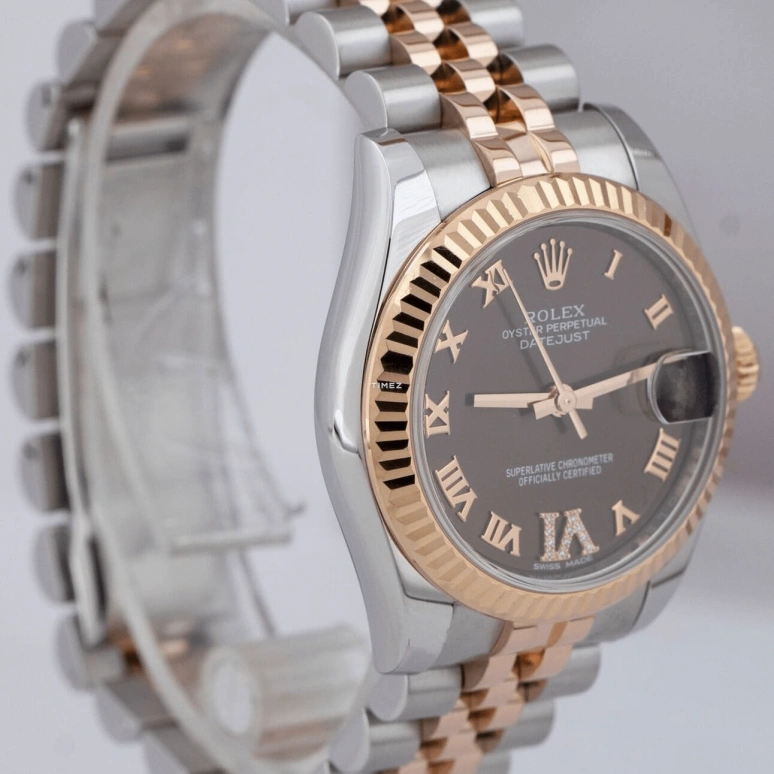 Rolex,Lady-Datejust 31mm,31mm,Stainless Steel,Rose Gold,Chocolate,Automatic,Day,48hours,178271,178271-0071