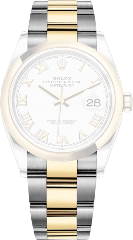 Rolex,Datejust 36 36mm,36mm,Yellow Gold,Stainless Steel,White,Automatic,Day,70hours,126203,126203-0030