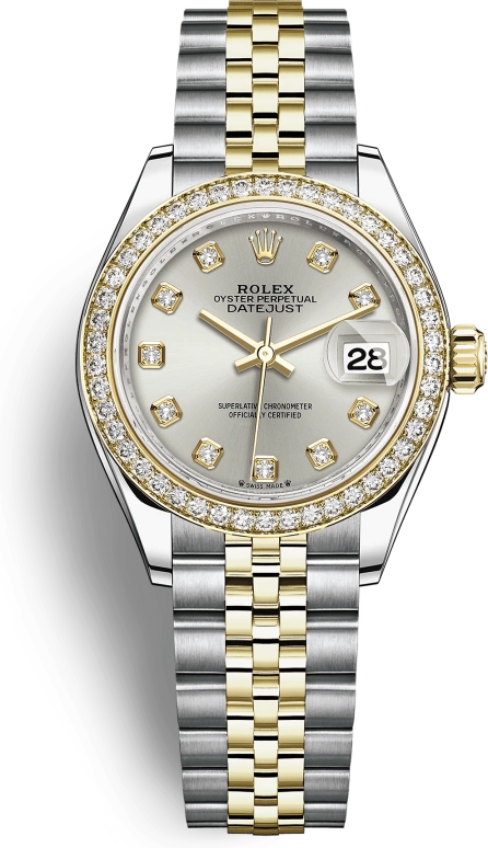 Rolex,Lady-Datejust 28mm,28mm,Yellow Gold,Oystersteel,Silver,Automatic,Day,55hours,279383RBR,279383RBR-0007