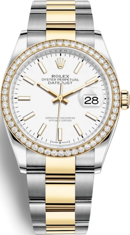 Rolex,Datejust 36 36mm,36mm,Yellow Gold,Oystersteel,White,Automatic,Day,70hours,126283RBR,126283RBR-0006
