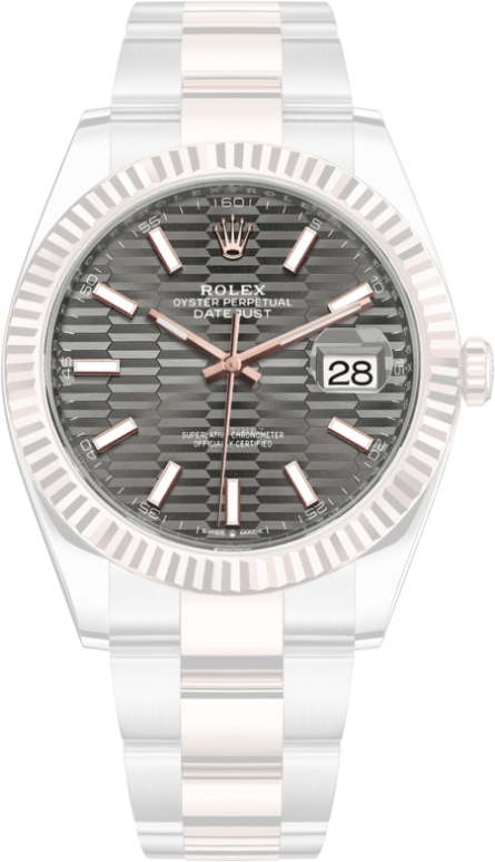 Rolex,Datejust 41 41mm,41mm,Rose Gold,Stainless Steel,Grey,Automatic,Day,70hours,126331,126331-0019