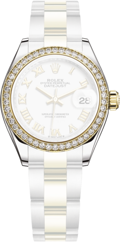 Rolex,Lady-Datejust 28mm,28mm,Yellow Gold,Oystersteel,White,Automatic,Day,55hours,279383RBR,279383RBR-0024